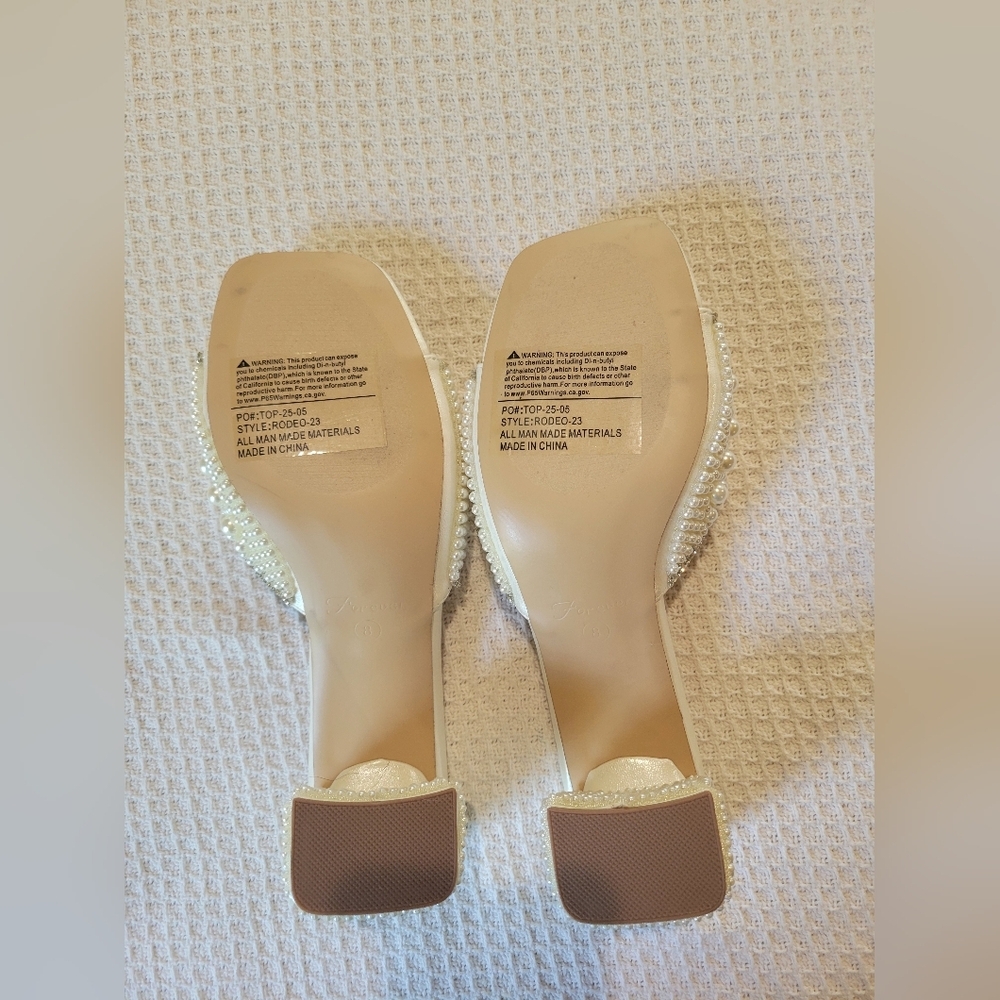 Forever White Pearl Embellished Women's Heels - Picture 6 of 11